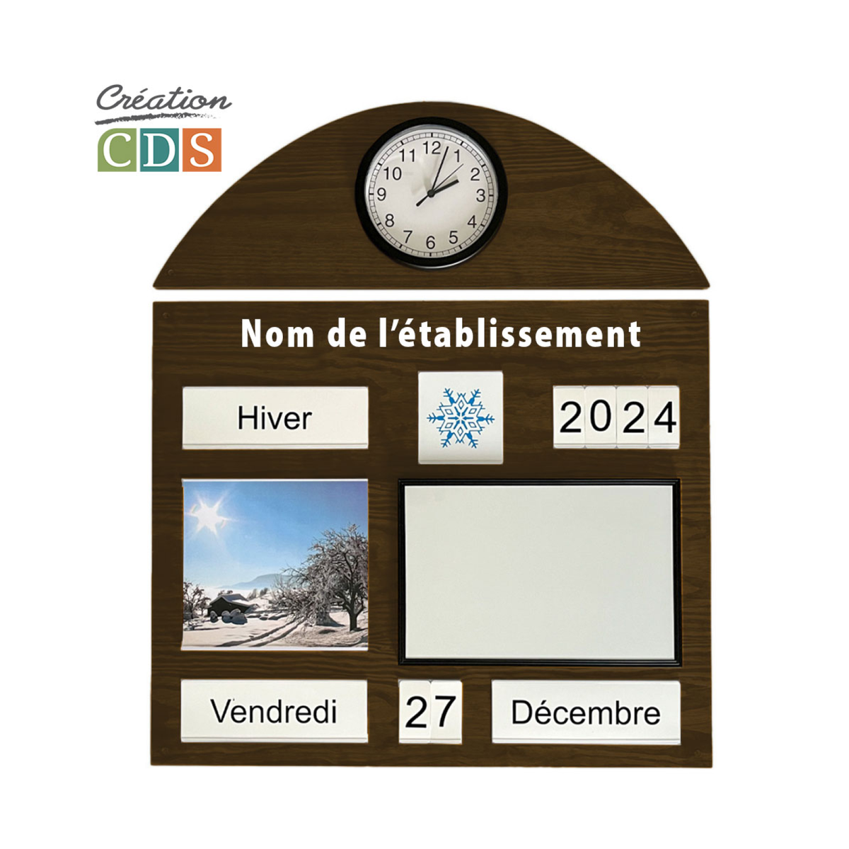 Tableau d'orientation horloge et tableau blanc, vue 10