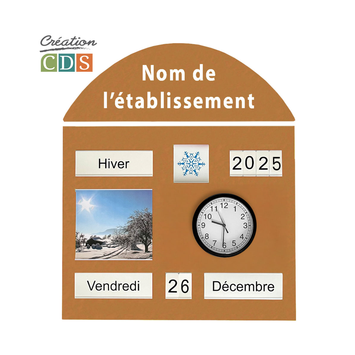 Tableau d'orientation avec horloge, vue 4