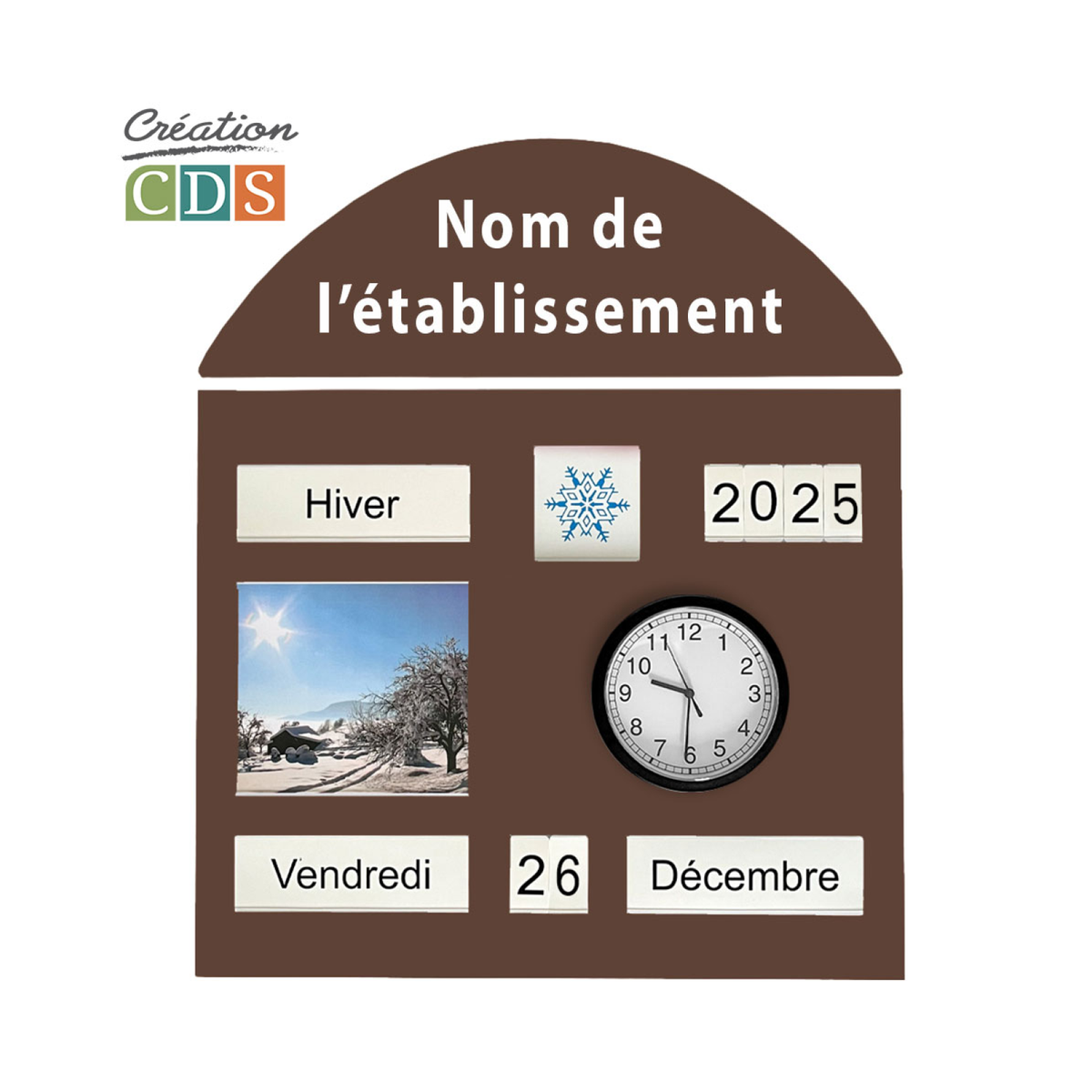 Tableau d'orientation avec horloge, vue 5