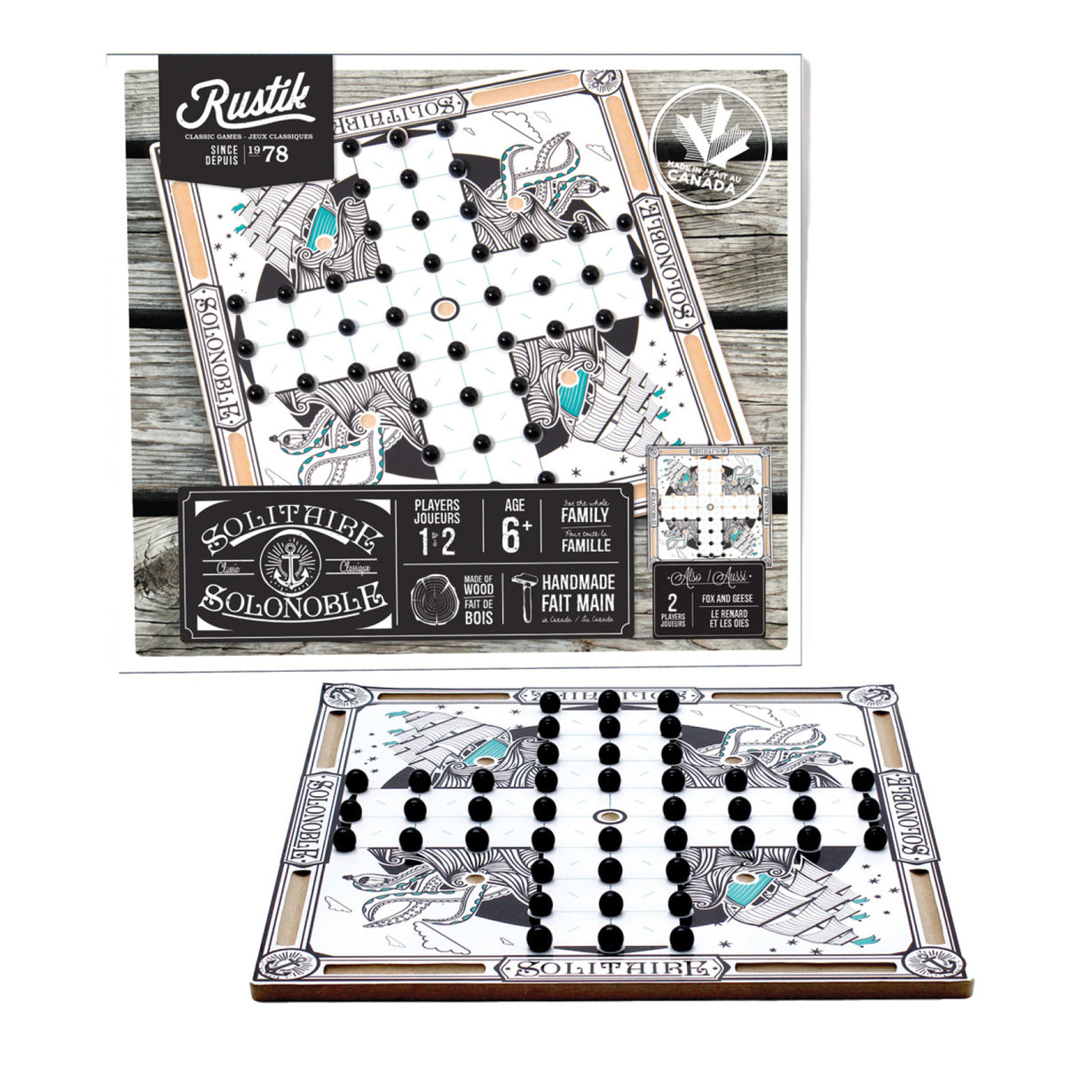 2-in-1 wooden Solitaire, view 2
