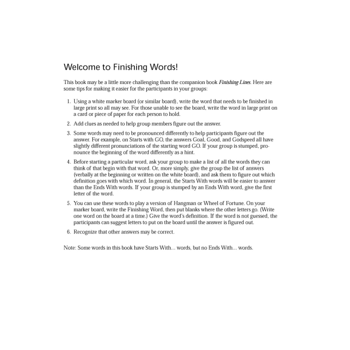 Finishing Words, vue 2