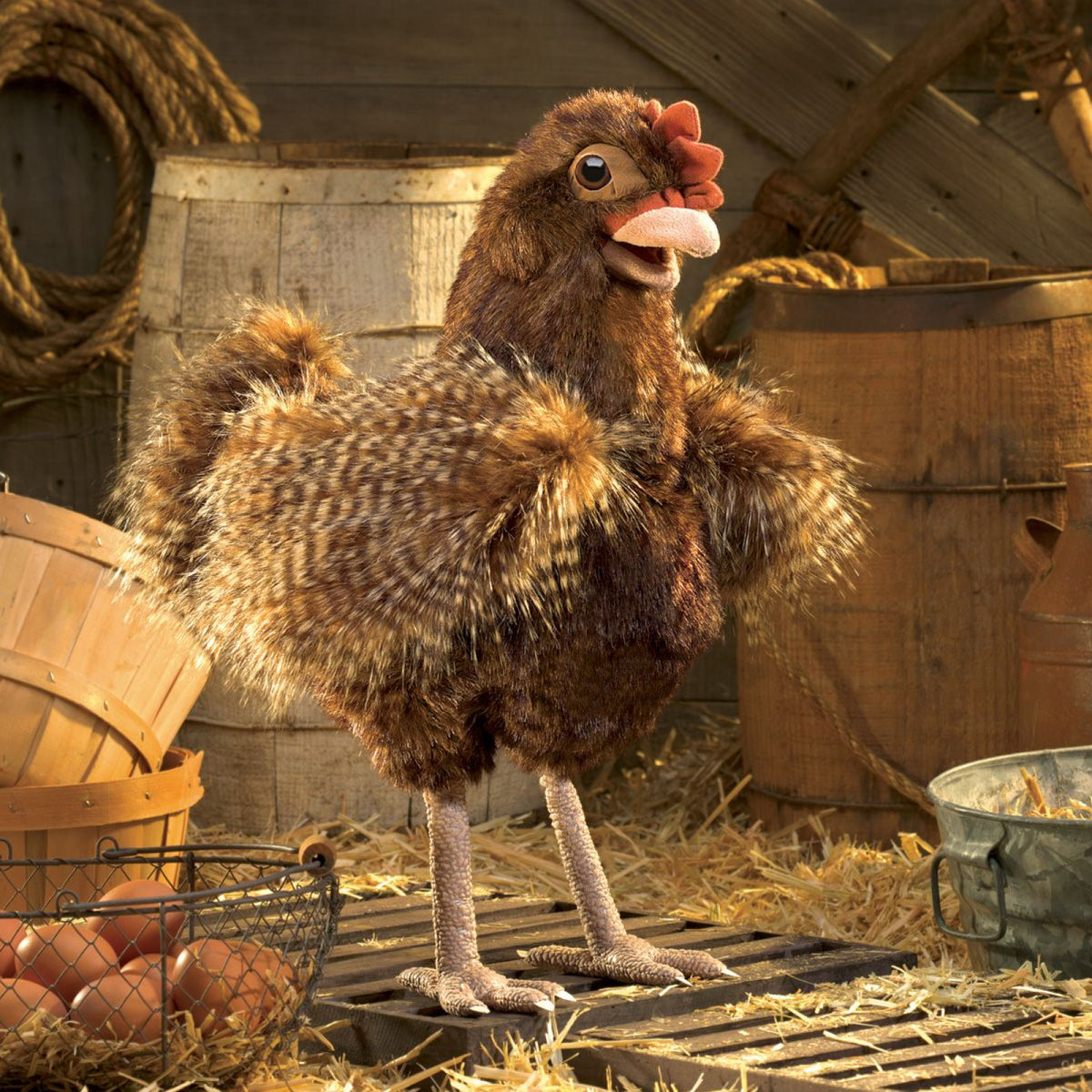 Marionnette poule rousse, vue 2