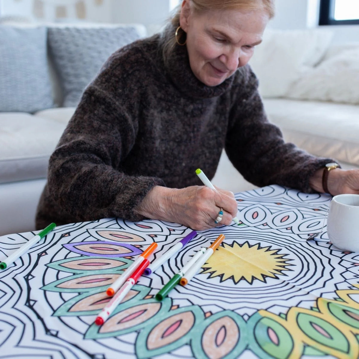 Nappe mandala à colorier, vue 2