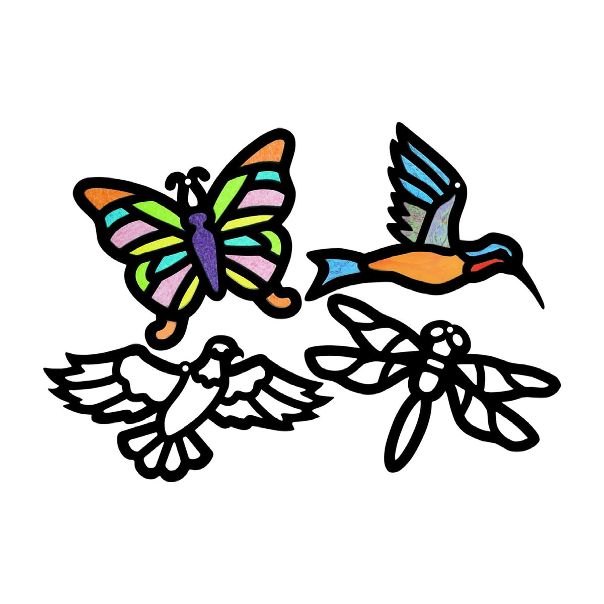 Cadres à vitrail oiseaux et papillons (24), Roylco