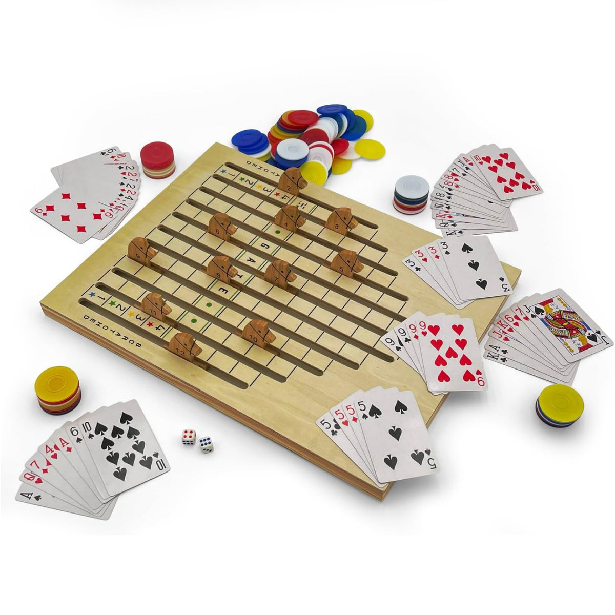 Jeu de course de chevaux sur table en bois