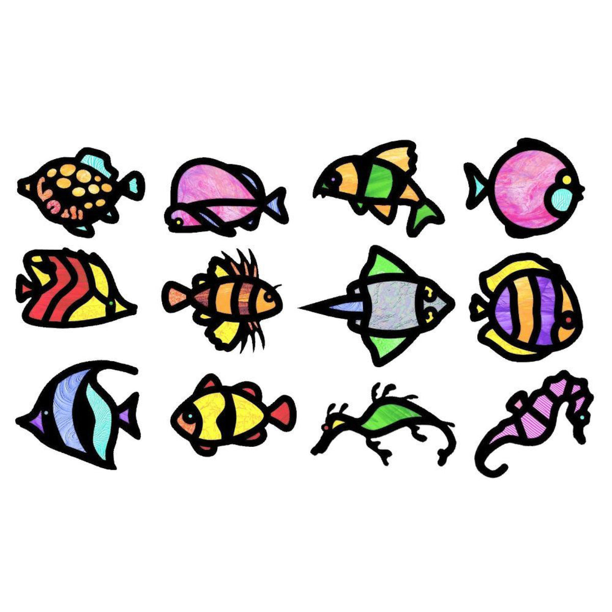 Cadres à vitraux poissons tropicaux (24), Roylco
