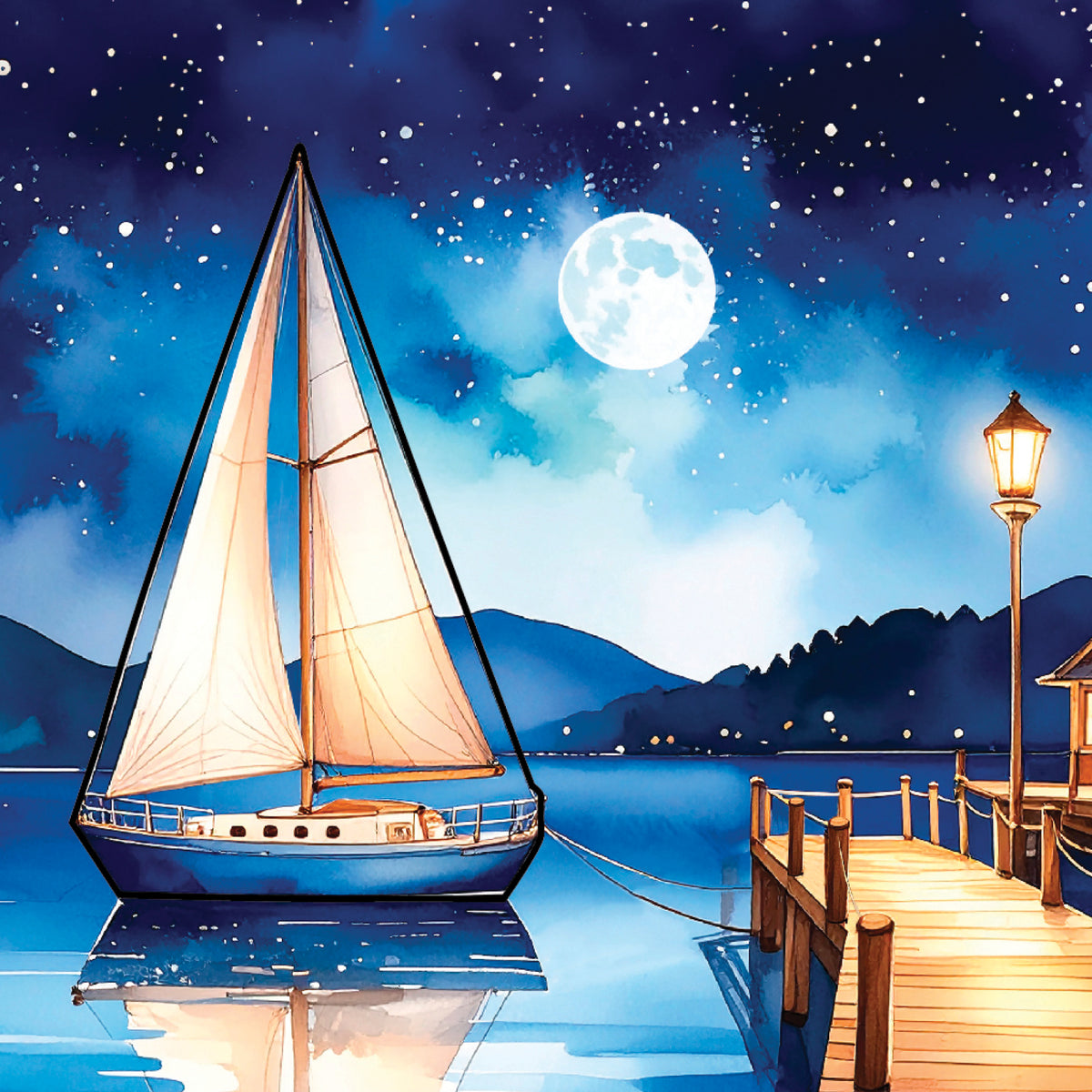Peinture à l'eau Bateaux et phares, vue 2