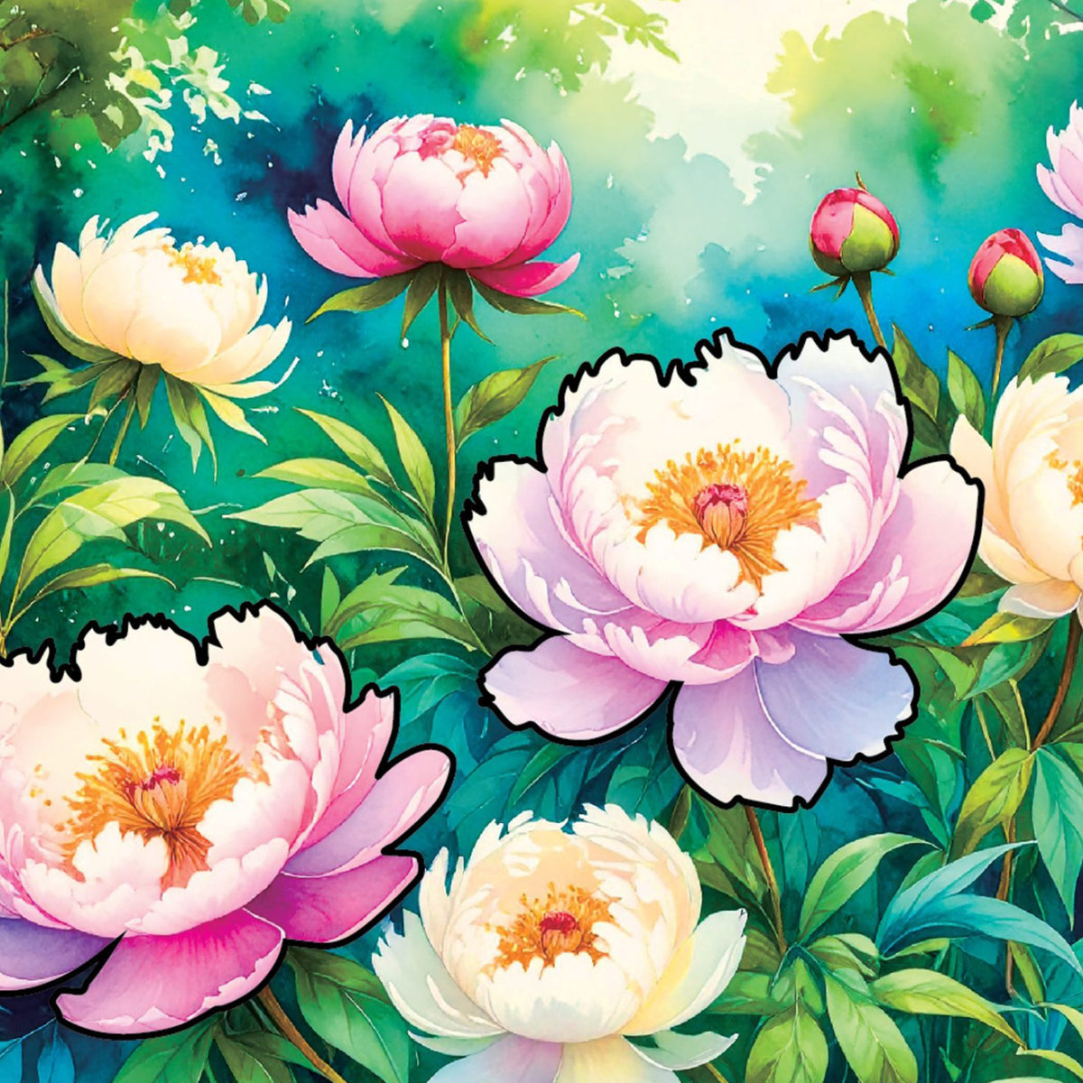 Peinture à l'eau Jardins fleuris, vue 6