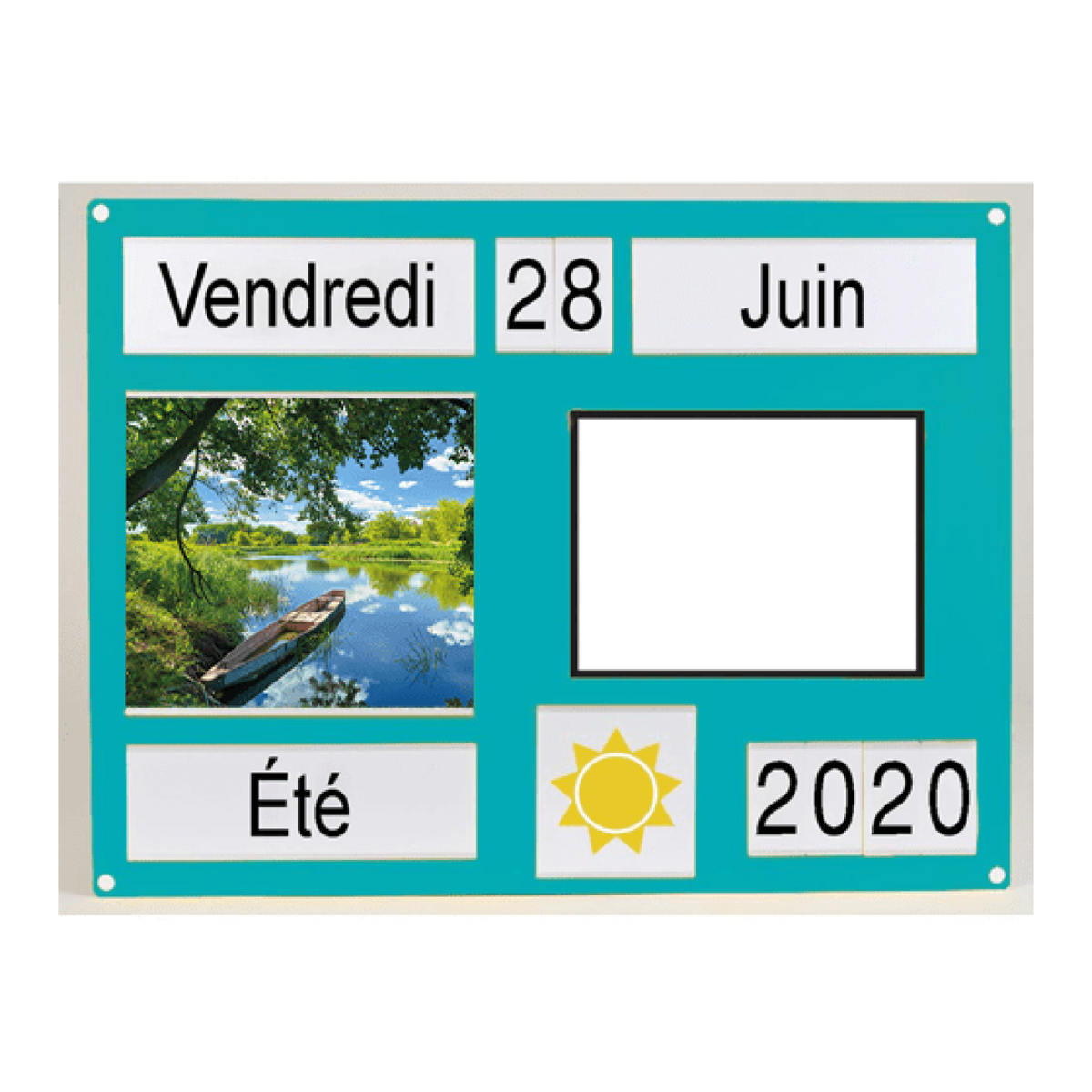 Tableau d'orientation économique avec tableau blanc, vue 3