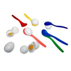 6 Plastic Eggs and Spoons Set